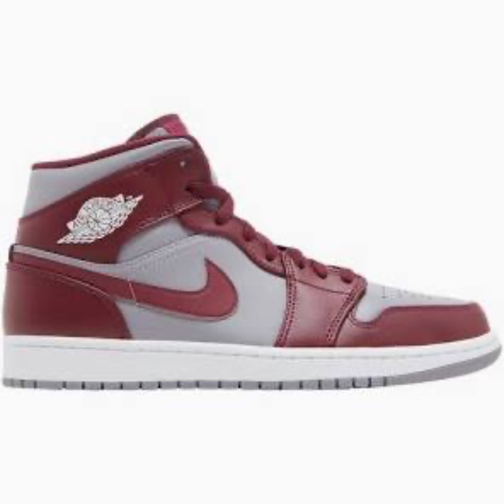 Air Jordan 1 Mid Men's Shoes ( Gray and Maroon) Size 9